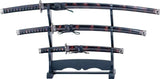 YK Three Piece Sword Set - Stainless Katana Wakizashi Tanto With Dragon Tsuba And Red Lacquer Finish by Miscellaneous