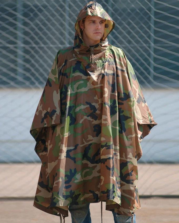 Mil-Tec Woodland Camo Ripstop Poncho 10630020 by Mil-Tec