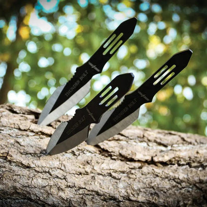 Perfect Point Throwing Knife Set RC-595-3 5.5 Inch Overall Two Tone Stainless Blades Three Knife Set Belt Sheath by Perfect Point