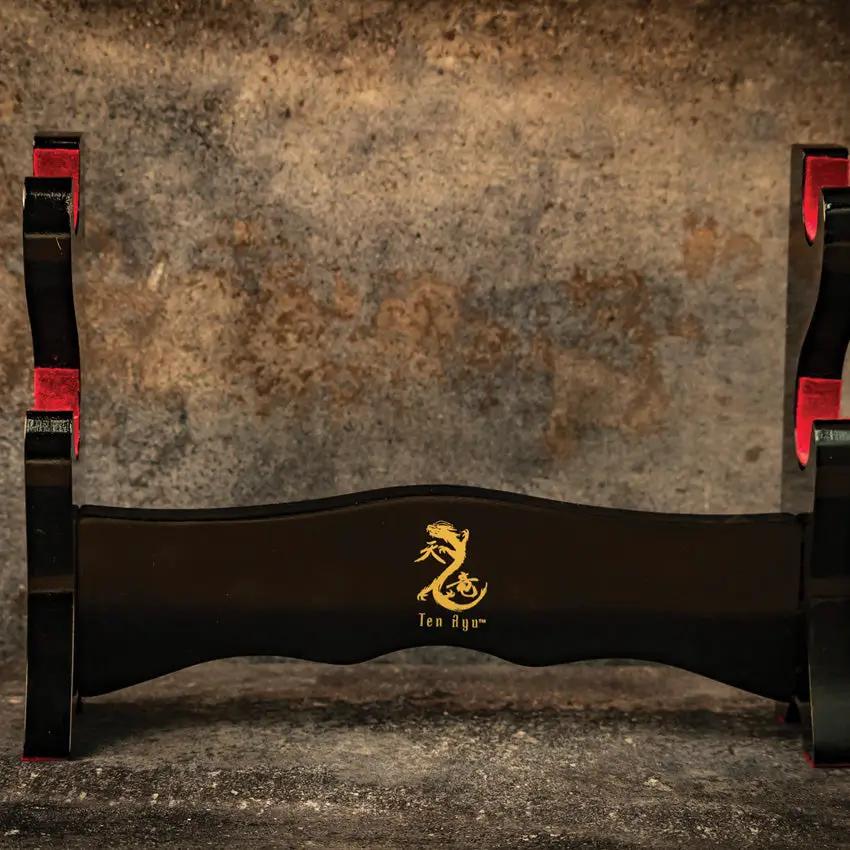 Ten Ryu Sword Stand MA-2SD - Black Lacquered Display Stand For Swords, 13 x 3.5 x 9.38 Inches, Boxed by Miscellaneous