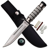 HK 695 Survival Fixed Blade Knife - Hollow Handle Survival Kit And Satin Sawback Blade by Miscellaneous