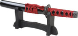 SW Sword Co Mini Oriental Sword SW-1811BK - Satin 440 Stainless Blade Red Cord Wrapped Handle Display Stand Included by Miscellaneous
