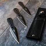 IronBolt 3-Piece Throwing Knife Set PP-022-3B - 6.5 Inch Overall, Black Double-Edge Blades, Lanyard Hole by Miscellaneous