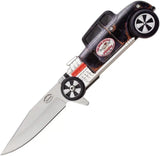 Busted Knuckle Linerlock Auto Knife A O A005 Satin Clip Point Blade Aluminum Car Shaped Handle - Ergonomic Grip by Miscellaneous