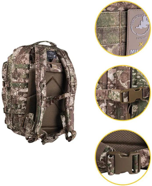 Mil-Tec Assault Backpack Large - 36L Capacity Hydropack Compatible With Multiple Pockets In WASP I Z2 Camouflage by Mil-Tec