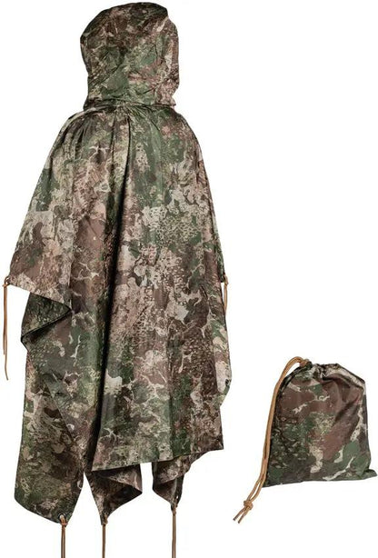 Mil-Tec Z2 Ripstop Wet Weather Poncho - Versatile 82x59 Inch Waterproof Poncho Doubles As Tarp In CIV-TEC WASP I Z2 Camo by Mil-Tec