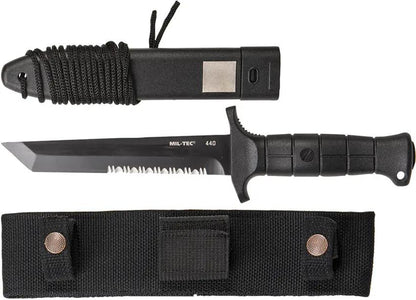 Mil-Tec German Combat Knife 15362100 - 11.88 Inch Overall, 6.5 Inch Black Partially Serrated 440A Stainless Tanto Blade by Mil-Tec