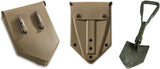 German OD Tri Fold Shovel - Used, 15 Inch Overall, 10 Inch Closed, 7 Inch Head With Synthetic OD Green Sheath by Miscellaneous
