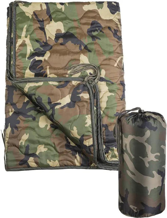 Mil-Tec Woodland Poncho Liner - Versatile 83x60in Emergency Sleeping Bag and Liner by Mil-Tec