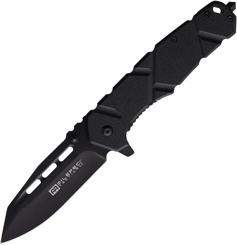 PWT Linerlock Assisted Opening Knife - Black Finish Stainless Blade, G10 Handle, Thumb Stud, Lanyard Hole, Pocket Clip by Miscellaneous