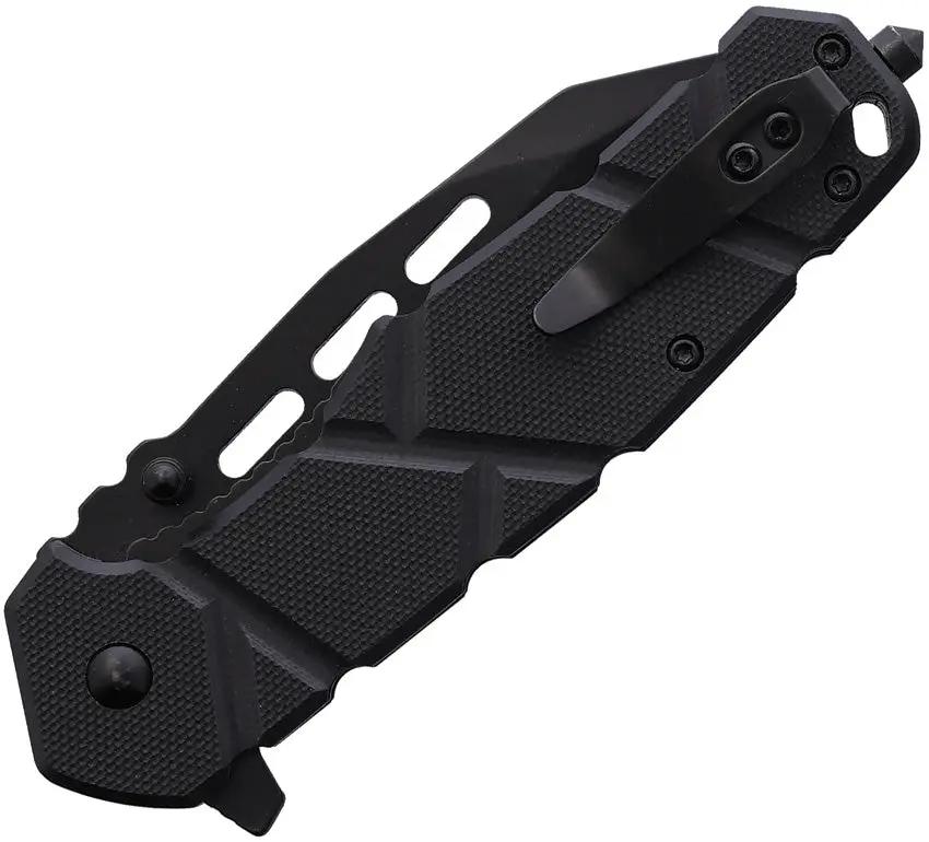 PWT Linerlock Assisted Opening Knife - Black Finish Stainless Blade, G10 Handle, Thumb Stud, Lanyard Hole, Pocket Clip by Miscellaneous
