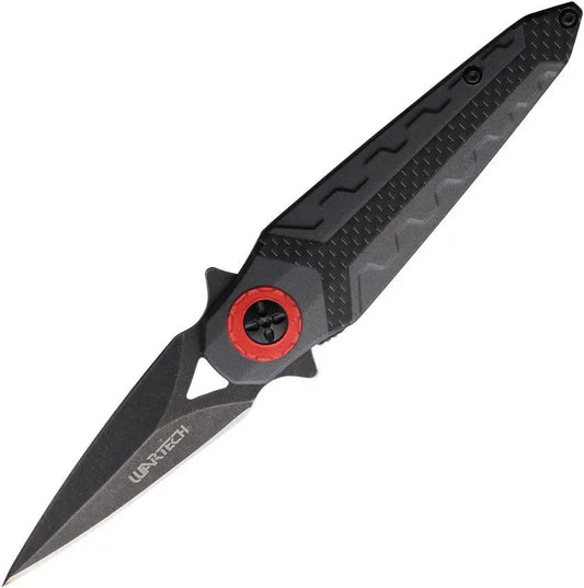 PWT Linerlock Knife - Assisted Opening, 4.5 Inch Closed, 3 Inch Black Stonewash Blade, Gray Aluminum Handle by Miscellaneous