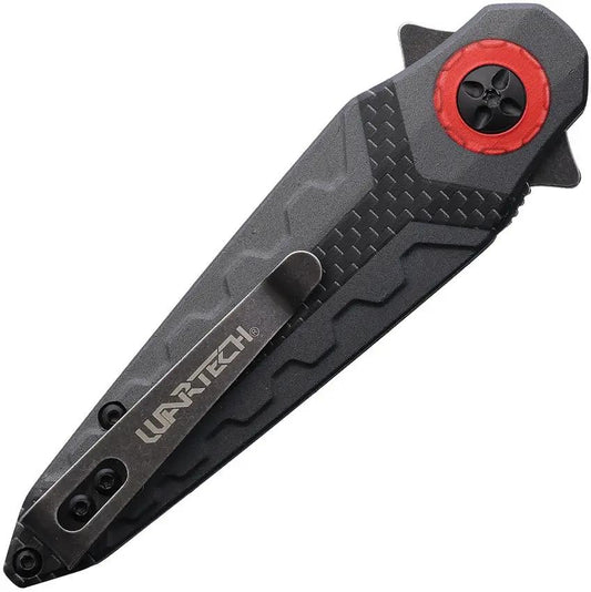 PWT Linerlock Knife - Assisted Opening, 4.5 Inch Closed, 3 Inch Black Stonewash Blade, Gray Aluminum Handle by Miscellaneous