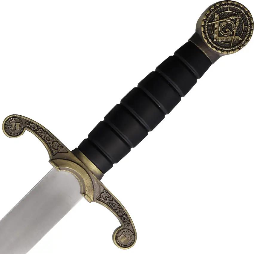 Masonic Dagger KN-1943 - 14.5in Overall Satin Double Edge Stainless Blade With Black Synthetic Handle And Scabbard by Miscellaneous