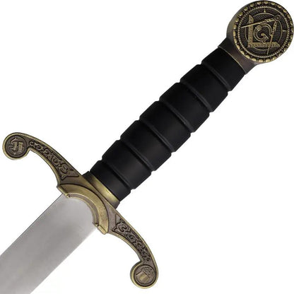 Masonic Dagger KN-1943 - 14.5in Overall Satin Double Edge Stainless Blade With Black Synthetic Handle And Scabbard by Miscellaneous