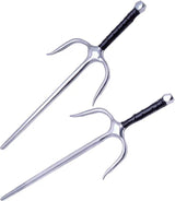 Miscellaneous Chrome Octagon Sai Set - Two 19.5 Inch Chrome Plated Sais With Leather Wrapped Handles by Miscellaneous