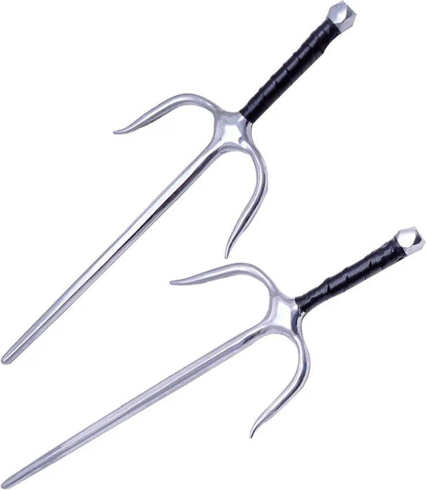 Miscellaneous Chrome Octagon Sai Set - Two 19.5 Inch Chrome Plated Sais With Leather Wrapped Handles by Miscellaneous