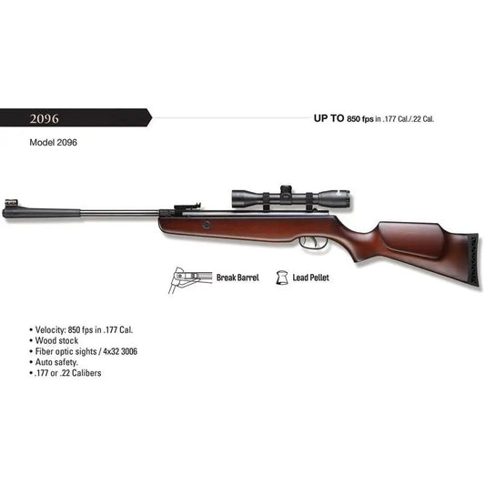 Marksman Air Rifle Combo - 850fps.177 Caliber Break Barrel With Wood Stock And Fiber Optic Sights by Marksman