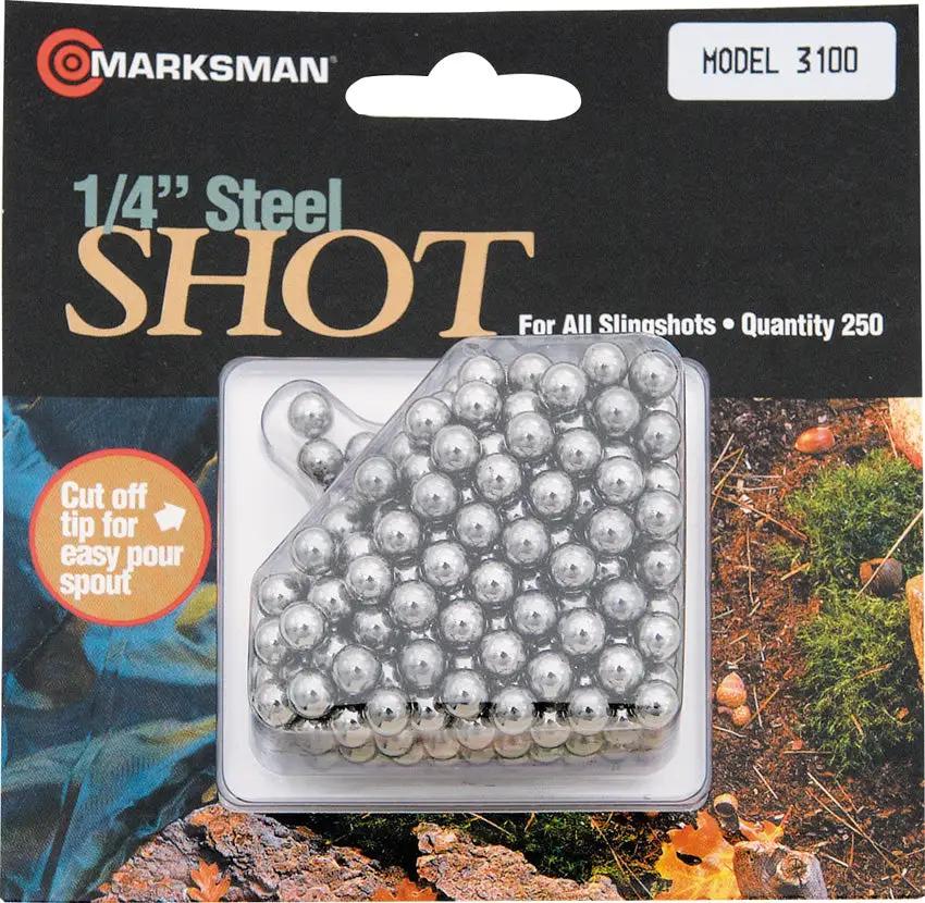 Marksman Hunting Shot 3100 - 1/4 Inch Steel Pellets, 250 Count For All Marksman Slingshots by Marksman