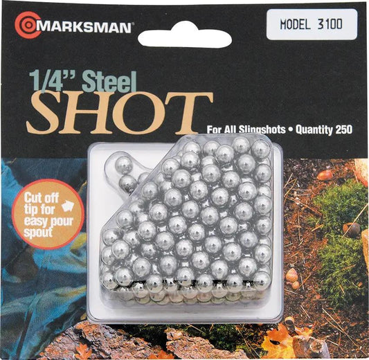 Marksman Hunting Shot 3100 - 1/4 Inch Steel Pellets, 250 Count For All Marksman Slingshots by Marksman