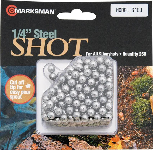 Marksman Hunting Shot 3100 - 1/4 Inch Steel Pellets, 250 Count For All Marksman Slingshots by Marksman