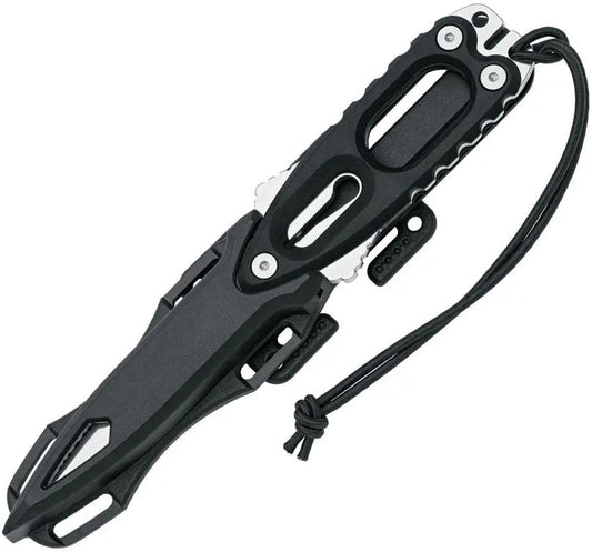 Mac Coltellerie Gunster Dive Knife Black TPE Handle With Lanyard Hole 4.25 Inch Serrated Blade - Nitrogen Steel Blade by Mac Coltellerie