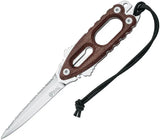 Mac Coltellerie Gunster Dive Knife - Brown Micarta Handle, Satin Serrated Nitrogen Steel Blade by Mac Coltellerie