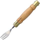 MAM Large Pocket Knife With Fork Silver Ring - Beech Wood Handle 3.5 Inch Closed 2.5 Inch Blade Boxed by MAM
