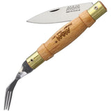 MAM Large Pocket Knife With Fork Silver Ring - Beech Wood Handle 3.5 Inch Closed 2.5 Inch Blade Boxed by MAM