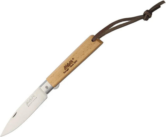 MAM Operario Linerlock Knife 2038 Silver Ring With Box - German Stainless Drop Point Blade And Beechwood Handle by MAM