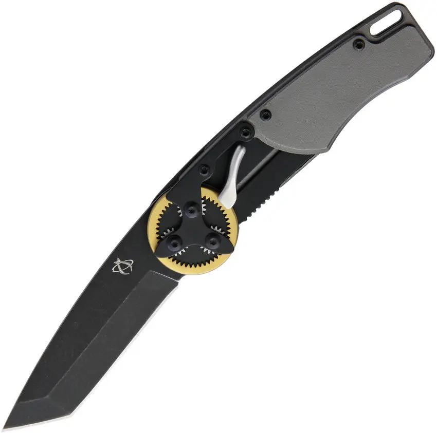 Mantis Gearhead Linerlock Brass Tanto Knife GH2026T - Gear Opening System With Thumb Stud by Mantis