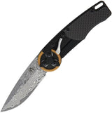 Mantis Gearhead Linerlock Damascus CF - Gear Driven Opening With Carbon Fiber Handle by Mantis
