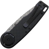 Mantis Gearhead Linerlock Damascus CF - Gear-Driven Opening Knife With Damascus Tanto Blade by Mantis