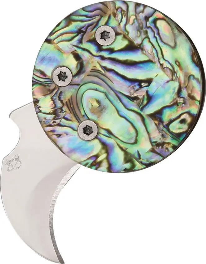 Mantis Coin Knife Heiress MCK-3 - Abalone Handle Friction Folder With Polished 420 Stainless Hawkbill Blade by Mantis