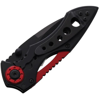 Mantis Isosceles Framelock MR1 - Black Stainless Blade, Red Aluminum Accents, Thumb Stud, Pocket Clip by Mantis