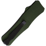 Mantis Auto OTF Stiletto Green Checkered Aluminum Handle With Satin Partially Serrated 3.25in Double Sided Blade by Mantis