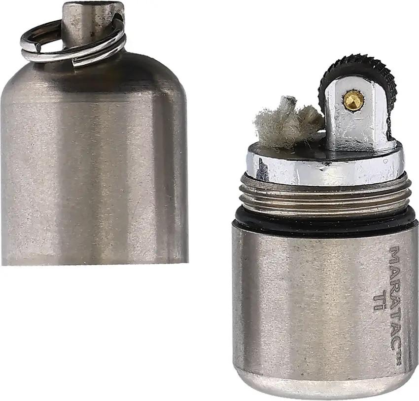 Maratac Split Pea Titanium Lighter - Solid Brass Insert, Waterproof Vial, O Ring Sealed, Grade 5 Titanium by Maratac