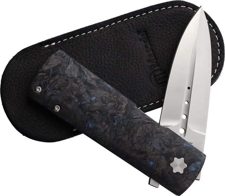 Maserin Daga Framelock Blue Fat Dagger 732 B Elmax Blade Carbon Fiber Handle for Collectors by Maserin