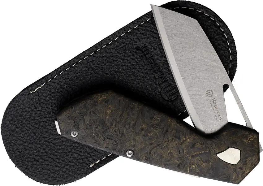 Maserin WTN W1 Lock Knife Gold Fat Carbon Handle Tungsten Steel Blade For Enthusiasts by Maserin