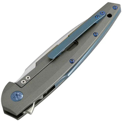 Maserin Solar Framelock Gray 405 EDC Folding Knife With D2 Steel Blade Gray Titanium Handle Extended Tang by Maserin