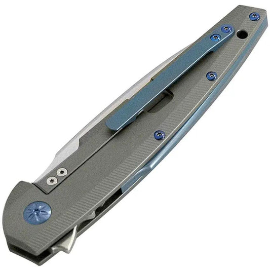 Maserin Solar Framelock Gray 405 EDC Folding Knife With D2 Steel Blade Gray Titanium Handle Extended Tang by Maserin
