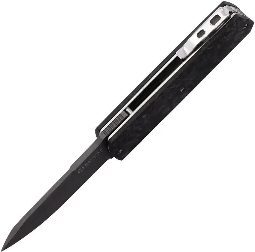 Maserin Damascus Linerlock Knife 410DN Rose Pattern Inox Blade 2.63in, 3.63in Closed Carbon Fiber Handle EDC Ready by Maserin