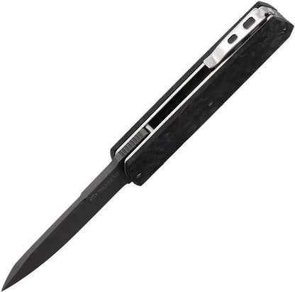 Maserin Damascus Linerlock Knife 410DN Rose Pattern Inox Blade 2.63in, 3.63in Closed Carbon Fiber Handle EDC Ready by Maserin