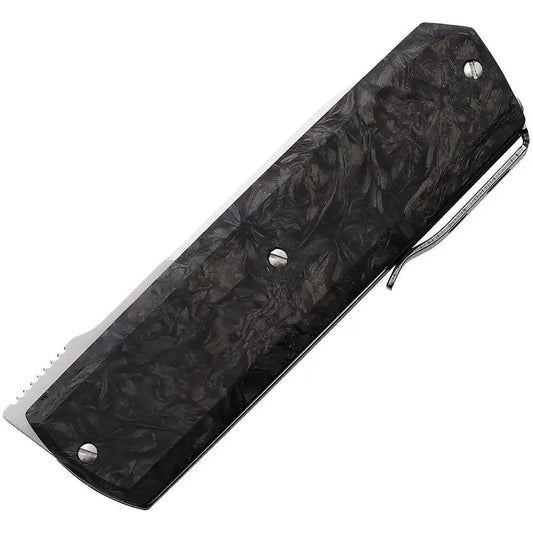 Maserin 410 Silver Linerlock Knife With Elmax Blade Fat Carbon Fiber Handle Extended Tang For EDC Enthusiasts by Maserin