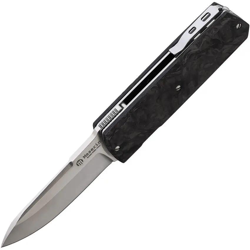 Maserin 410 Silver Linerlock Knife With Elmax Blade Fat Carbon Fiber Handle Extended Tang For EDC Enthusiasts by Maserin