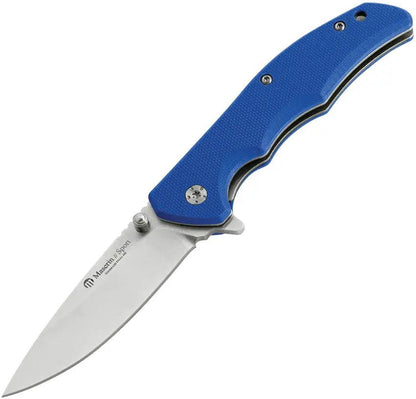 Maserin Sport Linerlock Knife 4 Inch Closed 3 Inch Satin 440 Stainless Blade Blue G10 Handle For EDC Enthusiasts by Maserin