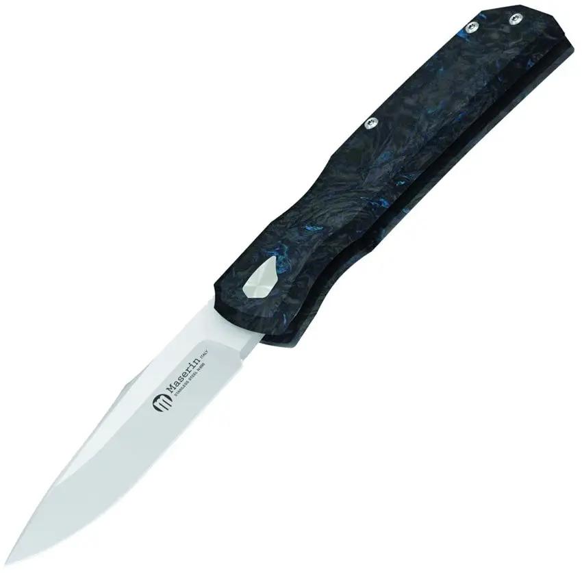 Maserin 502 Power W Lock Folding Knife Satin N690 Blade Black Fat Carbon Handle EDC Outdoor by Maserin