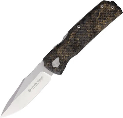 Maserin 502 Power W Lock Folding Knife With Gold Fat Carbon Fiber Handle For EDC Enthusiasts by Maserin