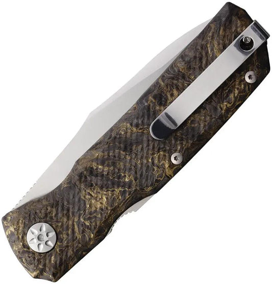 Maserin 502 Power W Lock Folding Knife With Gold Fat Carbon Fiber Handle For EDC Enthusiasts by Maserin