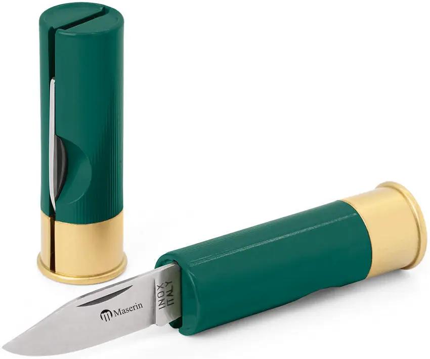 Maserin Shotgun Shell Knife Green Clip Point Collectors by Maserin